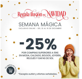 25% descuento en compras superiores a 59€