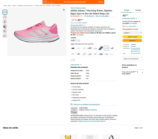 Zapatillas Adidas Galaxy 7 Mujer Rosa por solo 36,99€