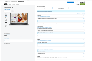 Portátil Dell Inspiron 15 AMD Ryzen 5 7520U 8 GB LPDDR5 5500 MT/s | 512GB SSD | Radeon 610M 15,6" FHD 120 Hz IPS Windows 11 Home por solo 399€