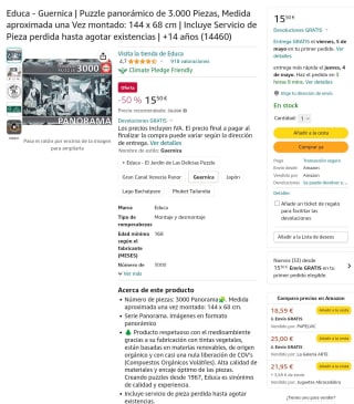 Educa Guernica Puzzle panorámico de 3.000 Piezas por 15,50€