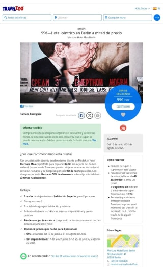 Hotel céntrico en Berlín por 99€ para 2 personas.