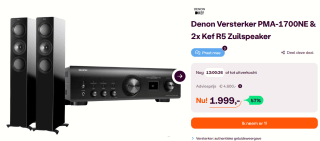 Denon Versterker PMA-1700NE met 2 Kef R5 Zuilspeakers voor €1999 bij Ibood