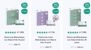 50% korting op alle billendoekjes bij Naïf