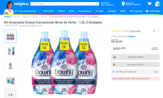 Kit com 3 Amaciantes Downy Concentrado, aroma Brisa de Verão de 1,5L - R$ 59,99