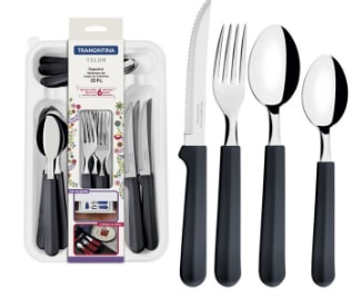 Tramontina Set Cubiertos 25 Piezas Tulum Negro por $16.990