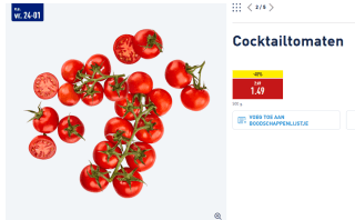 500 gram Cocktailtomaten voor €1,49 bij de Aldi