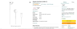 Apple EarPods (USB-C) for only £14.00
