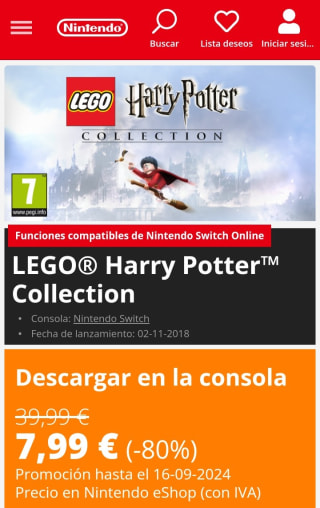 Lego Harry Potter Collection Nintendo Switch por 7,99€.