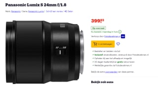 Panasonic Lumix S 24mm f/1.8 voor €399,93 bij Bol