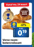 Verse roomboter croissant voor €0,19 bij de Lidl