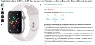 Apple Watch Serie 5 GPS 44mm Reacondicionado a $3,780 en Amazon