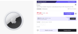 Localizador Apple AirTag por 21,84€