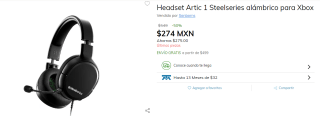 Headset Artic 1 Steelseries por $274 en Claro Shop