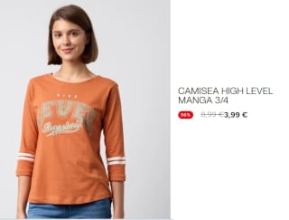 Camiseta para Mujer 3/4 High Level por 3.99€