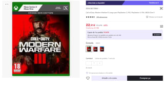 Juego Call of Duty: Modern Warfare III XBOX One X por 22.91€ (Cuenta Nueva 13.75€)