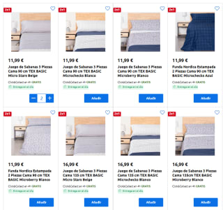 2x1 en Sábanas y Fundas Nórdicas por ejemplo 2 juegos de sabanas por solo 11,99€ y sabanas bajeras la 2ª unidad al 70% descuento
