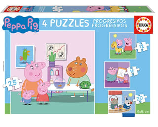 Peppa Pig, Conjunto de 4 Puzzles Progresivos de 6, 9, 12 y 16 Piezas Cada uno marca Educa por sólo 5€
