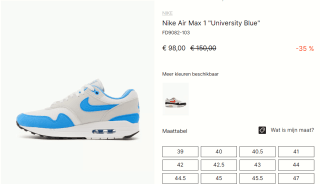 Nike Sportswear Air Max 1 "University Blue" voor €98 bij Foot District