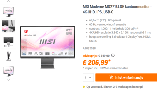 MSI Modern MD271UL 27" monitor voor €206,99 bij NBB