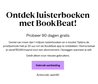 Gratis 90 dagen luisterboeken bij BookBeat