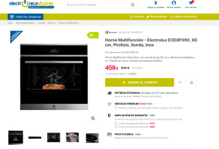 Horno Multifunción Electrolux EOE8P39X 60cm Pirólisis por 459€