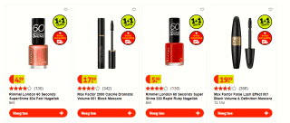 Alle Max Factor en Rimmel 1+1 gratis bij Kruidvat