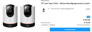 2-pack TP-Link Tapo C225 - Beveiligingscamera's voor €69,95 bij tink