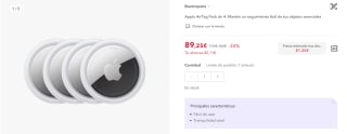 Apple AirTag Pack de 4 por solo 81,25€