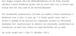 Kinderen reizen gratis in Overijssel, Gelderland en Flevoland