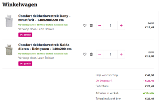 1+1 gratis op alle Comfort dekbedovertrekken bij Leen Bakker