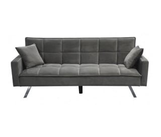 Sofá cama FARA con brazos tapizado gris 201×84×83cm + 2 almohadas por 168,90€