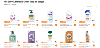Alle Ecover, Marcel's Green Soap en Seepje 1+1 gratis bij de AH