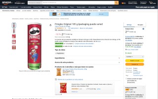 4 unidades Pringles Original 185g por 3,63€