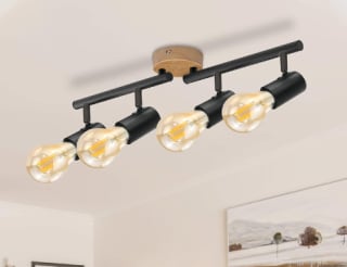 Lampara de techo de madera y acero - 4 focos por 16.49€