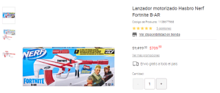 Nerf automática Fortnite por $709.50 en Liverpool