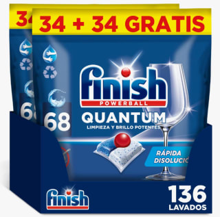 Finish Powerball Quantum 136 Pastillas para Lavavajillas por 17,99€
