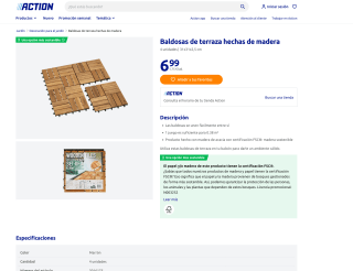 Baldosas de terraza hechas de madera 4 unidades 31x31x2,5 cm a solo 6,99€