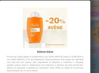 20% descuento en seleccionados de la marca Avene desde Maquillalia