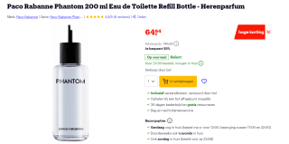 Paco Rabanne Phantom Eau de Toilette Refill 200ml voor €64,64 bij Bol