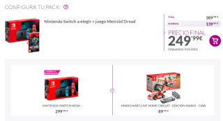 Nintendo Switch + juego a elegir por 249,99€