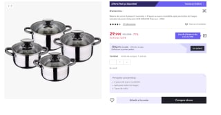 San Ignacio Bateria de cocina 8 piezas-acero inoxidable-tapas de vidrio por 20.99€