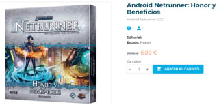 Juego de Mesa Android Netrunner LCG: Honor y Beneficios por 6€