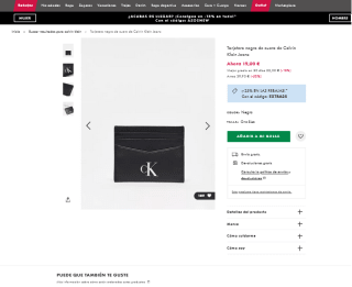 Tarjetero cuero Calvin Klein por solo 14,25€