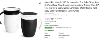 Munchkin Miracle 360 6+ maanden 7oz Baby Sippy Cups (2-Pack) voor €8,99 via Amazon