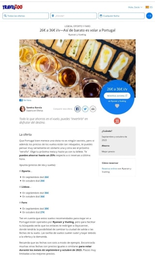 Desde 26€ Vuelos baratos a Portugal.