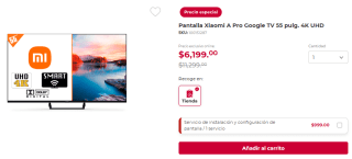 Pantalla Xiaomi A Pro 55" 4K UHD por $6,199 en Office Depot
