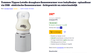 Tommee Tippee LetsGo draagbare flessenwarmer voor babyflesjes voor €29,99 bij Bol
