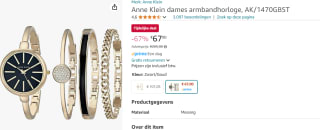 Anne Klein Gouden Stalen Horloge en Armband Set voor €67 bij Amazon