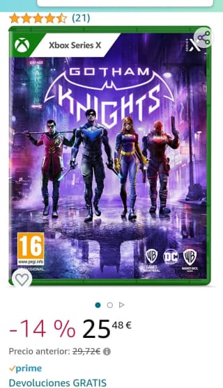 Warner Bros Gotham Knights Standard Edition Xbox Series X por 25,48€.