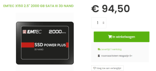 SSD Emtec X150 Power Plus 2To (2000Go) - S-ATA 2,5" voor €98,45 bij Sicomputers